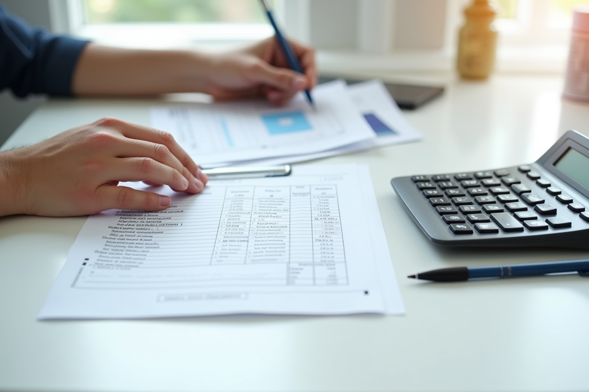 Gros plan sur des formulaires de retraite et un calculateur