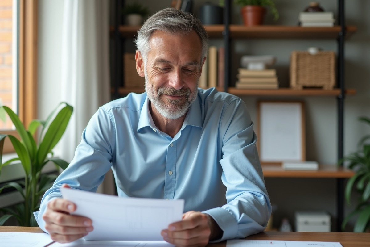 Homme d'âge moyen en bureau de retraite